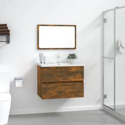 vidaXL Set Mobili Da Bagno 2 pz Rovere Fumo In Legno Multistrato