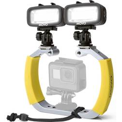 Movo Photo LED-WPx2 GB-U70Y Underwater Diving Rig Kit, 2x LED Light for GoPro