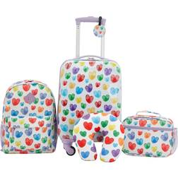 TCL Travelers Club 5 Piece Kids Luggage Set Thumbprint Heart