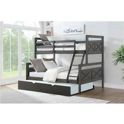 Donco kids PD-0518TFRG-503BK Twin Over Full Barn Panel Bunk Bed Twin Trundle Low