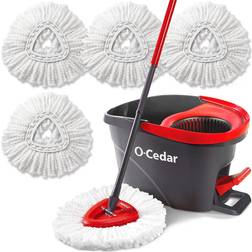 O-Cedar EasyWring Microfiber Spin Mop & Bucket Floor Cleaning System + 4 Extra Refills