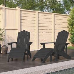 vidaXL Lot de 2 Chaises Adirondack Patio Parc Terrasse Jardin Extérieur, PEHD Anthracite