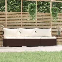 vidaXL Avec Coussins Siège De Patio Canapé de Jardin 3 Places Canapé d'extérieur