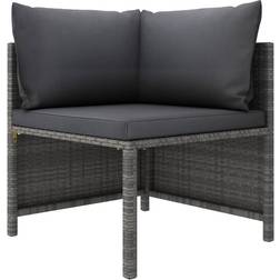 vidaXL Sectional Corner Sofa with Cushions Gray Poly Rattan Sofá Modular