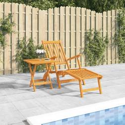 vidaXL Outdoor Deck Chair with Footrest and Table