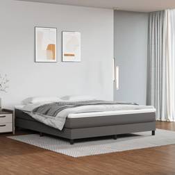 vidaXL de Lit Rembourré Lit Double Adulte Meuble de Chambre Coucher Gris 160x200x20 cm Similicuir Matelas à Ressorts