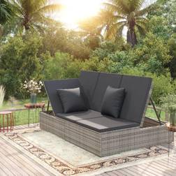 vidaXL Lettino Reclinabile Con Cuscini In Polyrattan Grigio Scuro