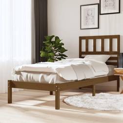 vidaXL 100x200 massivt fyrretræ gyldenbrun Sengeramme