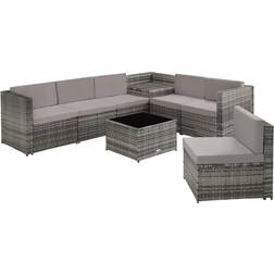 tectake Verona Loungesæt, 1 borde inkl. 6 sofaer