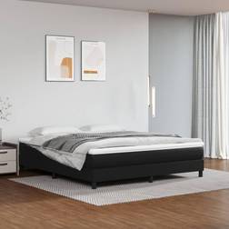 vidaXL de Lit Rembourré Lit Double Adulte Meuble de Chambre Coucher Noir 160x200x20 cm Similicuir Matelas à Ressorts