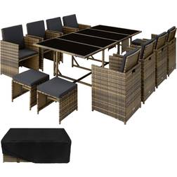tectake Polyrattan Havemøbelsæt Palma Med Overtræk - Grå/Lysegrå Loungesæt