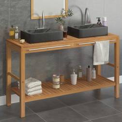 vidaXL Armadietto Da Bagno In Legno Di Teak Con Lavabi