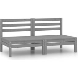 vidaXL Patio Middle Sofas 2 pcs Gray Solid Pinewood Canapé Modulaire