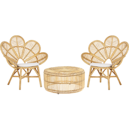 Beliani Rattan Café-Set, 1 Tisch einschl. 2 Stühle