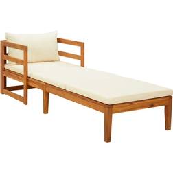 vidaXL Sun Lounger Patio Lounge Chair with Cushion and Pillow Solid Acacia Wood