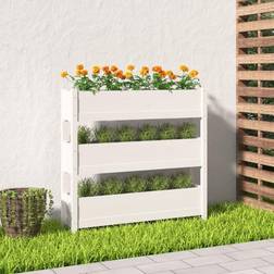 vidaXL Plantekasse 112x25x104,5 massivt fyrretræ hvid Plantekasse
