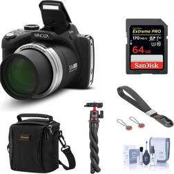 Minolta MN53Z 16MP FHD Digital Camera, 53x Zoom, Black with Essentials Kit