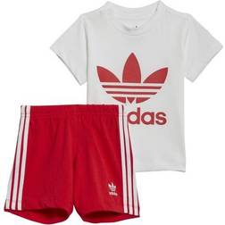 Adidas Trefoil Shorts & Tee Set - White/Red (HE4659)