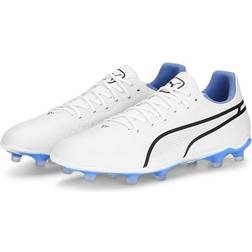 Puma King Pro FG/AG Dam, 38.5, White-PUMA Black-Blue Glimmer
