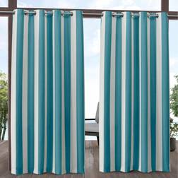 Exclusive Home Canopy Stripe Teal/White Stripe Light Filtering Grommet x