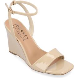 Journee Collection Womens Konna Wedge Sandal Nude 5.5M