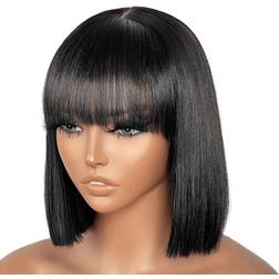 Luvme 2x1 Lace Scalp Bob Bang Wig Black 10 inch