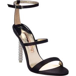 Sophia Webster Black Rosalind Crystal Heeled Sandals Black Satin IT