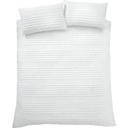Catherine Lansfield Lennon Stripe Duvet Cover Natural, White (200x135cm)