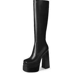 Wetkiss Stacked Platform Knee High Boots