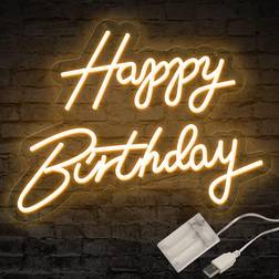 ATOLS Happy Birthday Neon Sign Warm White Wall Light