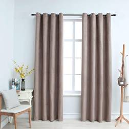 vidaXL Gordijn Verduisterend met Metalen Ringen 140x225 cm Taupe 2 st