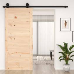 vidaXL De Granero Madera Maciza Pino 90x1.8x204.5 cm - Marrón Puerta Exterior (x)