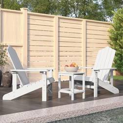 vidaXL Chaises de Jardin Adirondack Avec Table Pehd Blanc