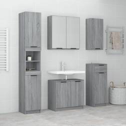 vidaXL Set De Muebles De Baño 5 Pzas Madera Contrachapada Gris Sonoma