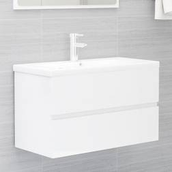 vidaXL Mobile Con Lavabo Integrato Bianco Lucido In Legno Multistrato MXL 72757