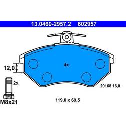 ATE 13.0460-2957.2 Juego De Pastillas De Freno Excl. Contacto De Avisador De Desgaste Con Tornillos Pinza Freno Volkswagen: Golf 2, Corrado