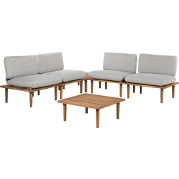 Beliani Divani Giardino Cuscini Grigi In Legno Di Acacia Set Conversazione Moderno A 4 Posti Poltrone Con Tavolino Cuscini Grigi Set da Lounge da Esterno