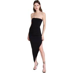 Norma Kamali Strapless Side Drape Gown - Black