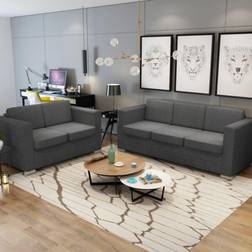 vidaXL 2 Pz di Divani in Stoffa Grigio Scuro Set da Lounge da Esterno