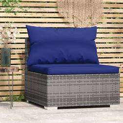 vidaXL Central de Jardin avec Coussins Siège de Patio Chaise de Jardin Sofa de Terrasse Meuble d'Arrière-Cour Extérieur Gris Résine Tressée Canapé Modulaire