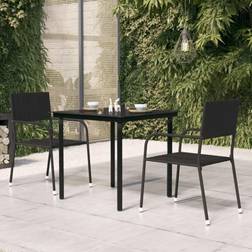 vidaXL Garden Dining Table Black 31.5'x31.5'x29.1' Steel and Glass