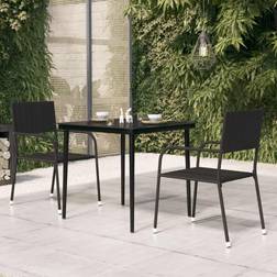 vidaXL Patio Dining Table Black 31.5' x 31.5' x 29.1' Steel and Glass
