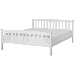 Beliani Cama Doble De Madera Blanca 160 x 200 cm Estilo Minimalista Escandinavo Giverny