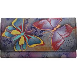 Anuschka Hand Painted Genuine Leather Multi Pocket Wallet - Butterfly Paradise