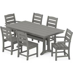 Polywood Lakeside Farmhouse Trestle Patio Dining Set