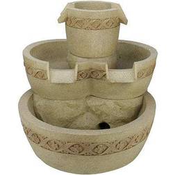 Northlight Beige LED Lighted Three Tier Floral Bowl Fountain