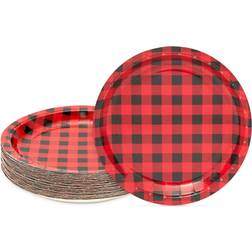 48 Pack Buffalo Plaid Paper Plates for Lumberjack Birthday Party Supplies, Table Decor, Baby Shower (9 In)