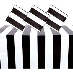 Sparkle and Bash Plastic Tablecloth for Birthday Party, Black White Stripes (54 x 108 in, 3 Pack)