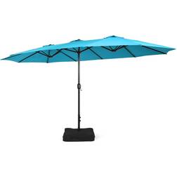 Costway 15FT Double-Sided Twin Umbrella Market W/