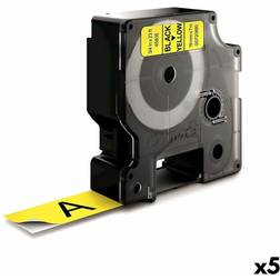 DYMO D1-19 45808 Laminatbånd til Etiketmaskiner Sort Gul Set of 5
